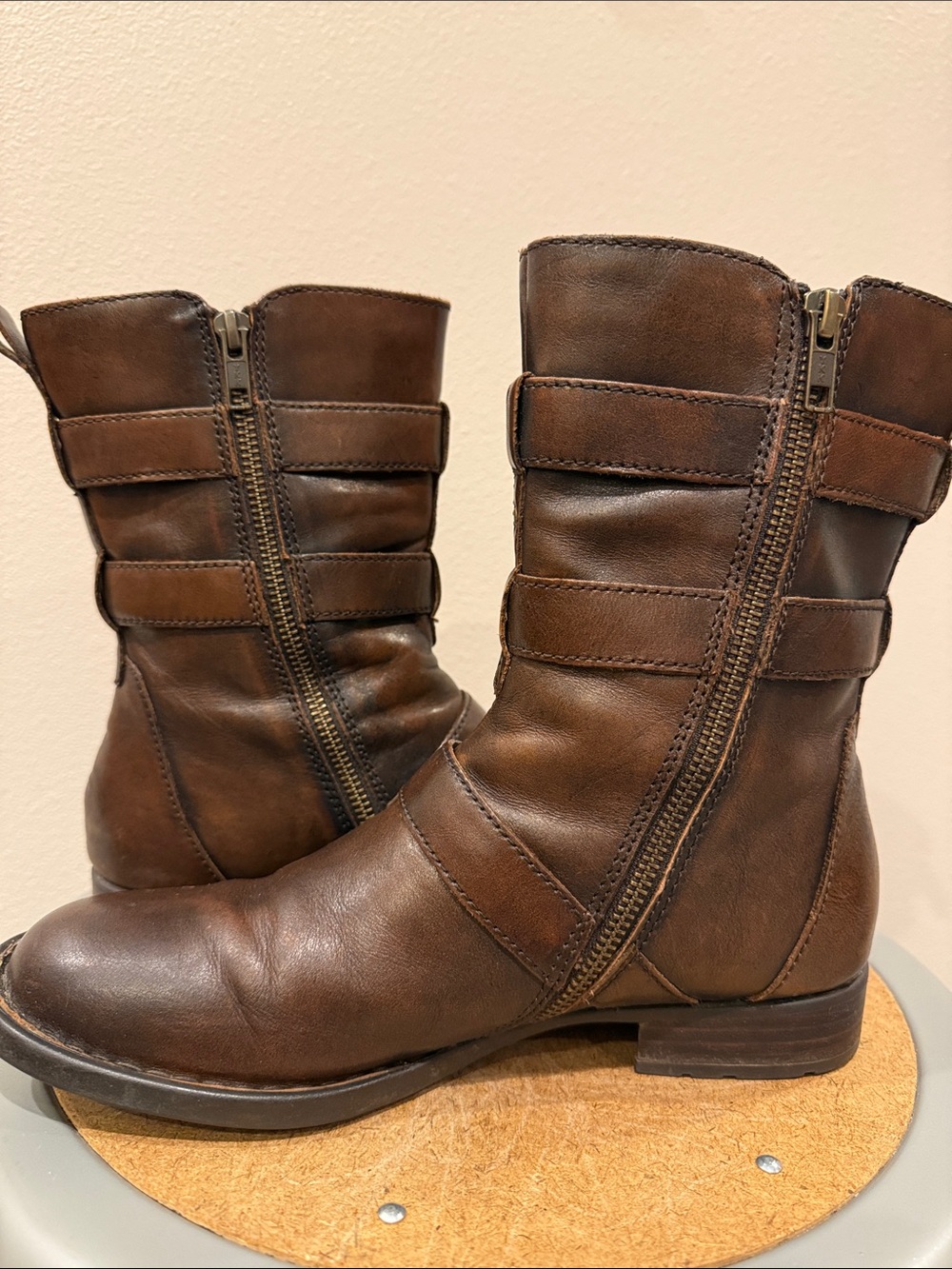 Born Brown Leather Buckle Ankle Boots - Picture 7 of 7